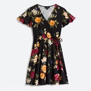 Fortune + Ivy Faux Wrap brushed knit floral midi dress